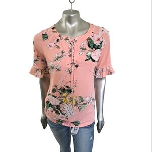 🪻BOGO🪻 NWOT‎ 7th Avenue Peach Floral Top - Size Medium